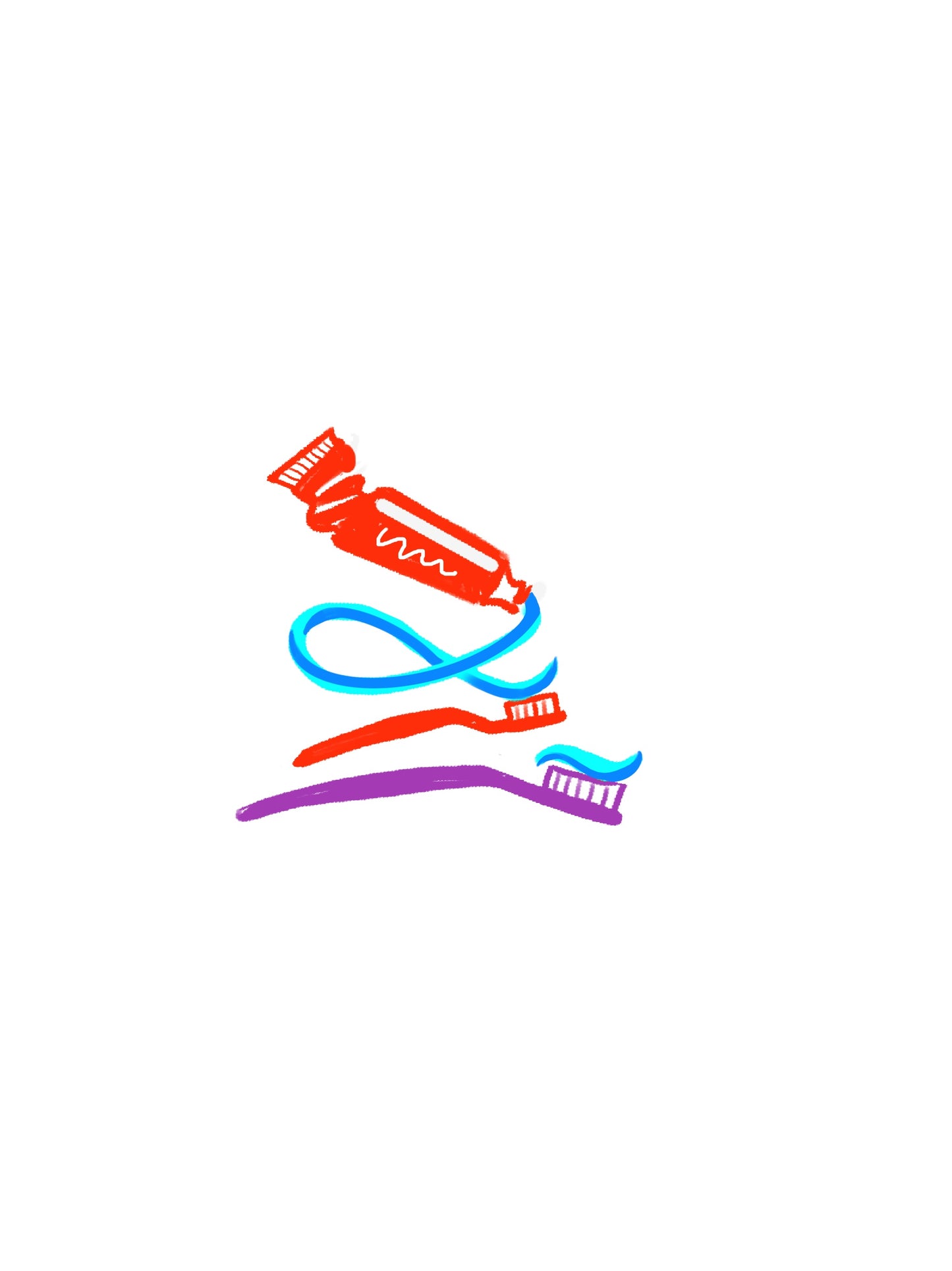Colorful illustration of a toothbrush and toothpaste on a white background