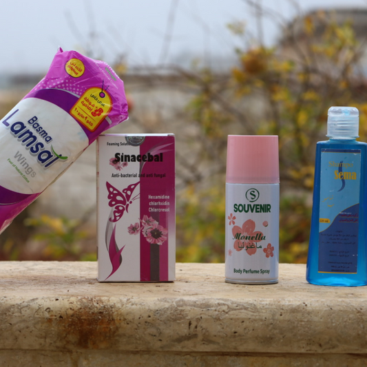 Deodorant, period products & wash kits